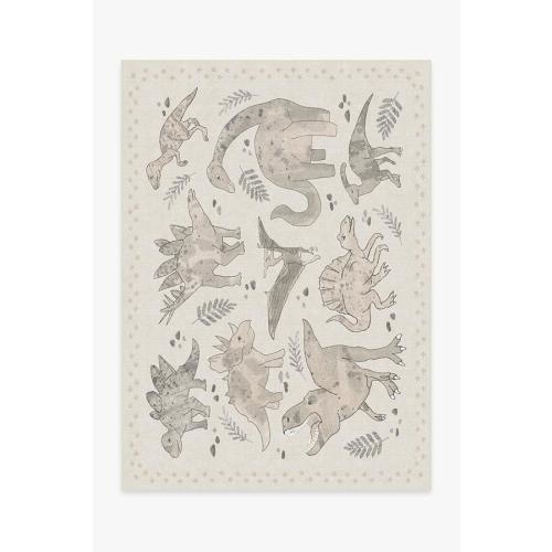 Dinosaur Parade Warm Grey Rug - 5x7