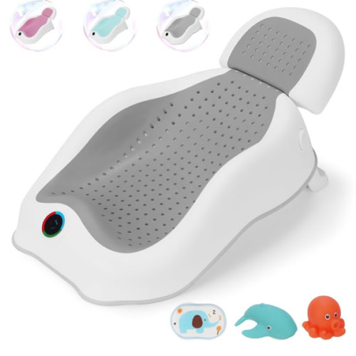 Baby Bath Support | Newborn Bathtub,Ideal for Babies Less Than 6 Months Old with Thermometer Baby Bather, Baby tubs for Baby tubs for Newborn Essentials Must Haves-Baby tub (Gray)