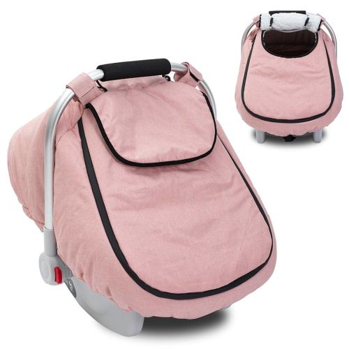 Winter Baby Car Seat Cover, Waterproof Carseat Cover with Zipper Peep Window, Warm Sherpa Fleece Lining, Universal Infant Car Seat Canopy Stroller Cover for Rain Snow Cold Weather