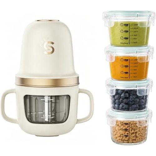 SosekiBaby Solo Baby Food Maker(Ivory) & Baby Food Storage Containers Set