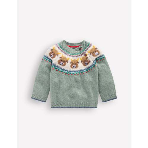 Fair isle Sweater-Csarite Green Highland Cow