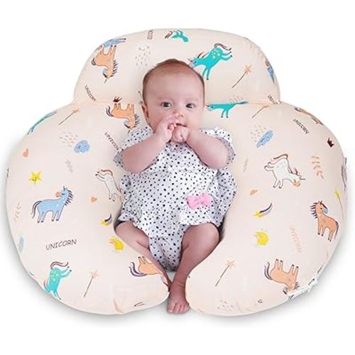 Nursing Pillow, Breastfeeding Pillows, with Removable Pillow Cover, Ergonomic Nursing Essentials for Bottle Feeding, Machine Washable, Pink