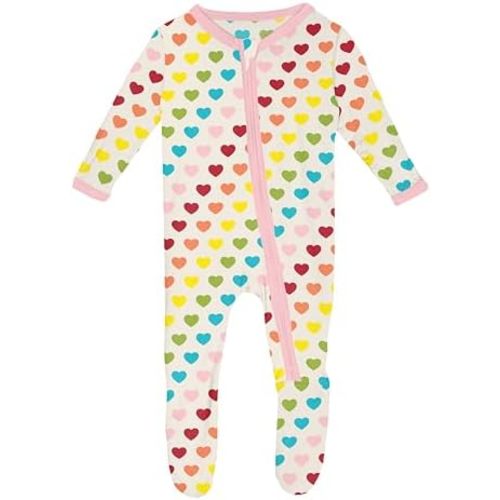 KicKee Full of Hearts Footie with Zipper, One Piece Boy or Girl Baby Clothes