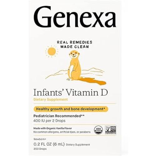 Genexa Infants’ Vitamin D Drops - 270 Servings (3pk) - Promotes Healthy Growth - Organic, Gluten Free & Non-GMO