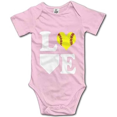 Love Softball Unisex Baby Crawl Suit Short Sleeve Rompers Bodysuit Outfits Pink