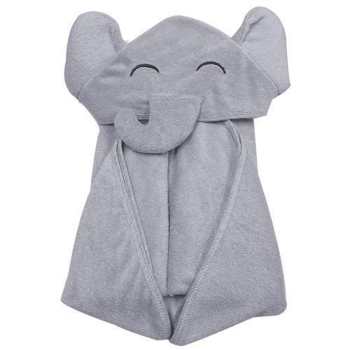 YOYOO Premium Baby Bath Towel – Viscose Derived from Bamboo, Baby Hooded Towels - Newborn Essential Cute Grey Little Elephant -Perfect Baby Registry Gifts for Boy Girl