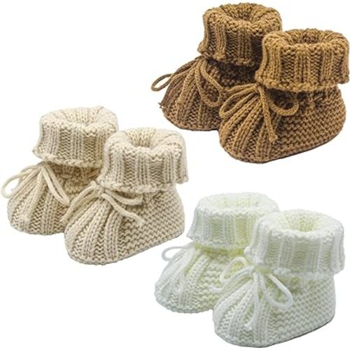 Botines de bebé recién nacidos, calcetines de punto suave para bebés de 0 a 6 meses, para bebés, niñas y niños, primeros caminos, paquete de 3
