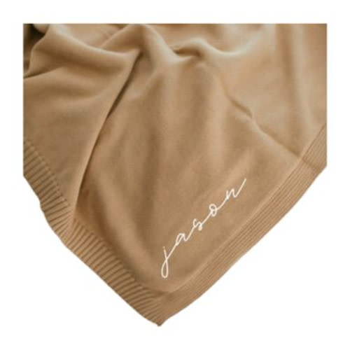 Personalized Organic Knit Baby Blanket - Brown