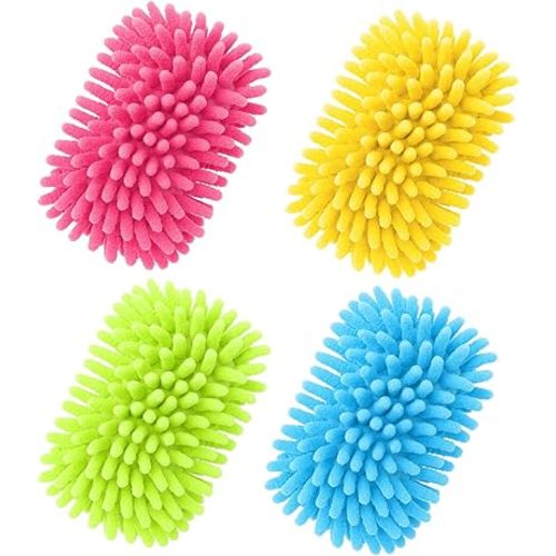 Zonon 4 Pieces Dry Erase Eraser Microfiber Shag Washable Whiteboard Eraser for Markers, Chalk, Classroom, Home and Office (Pink, Blue, Yellow, Green)