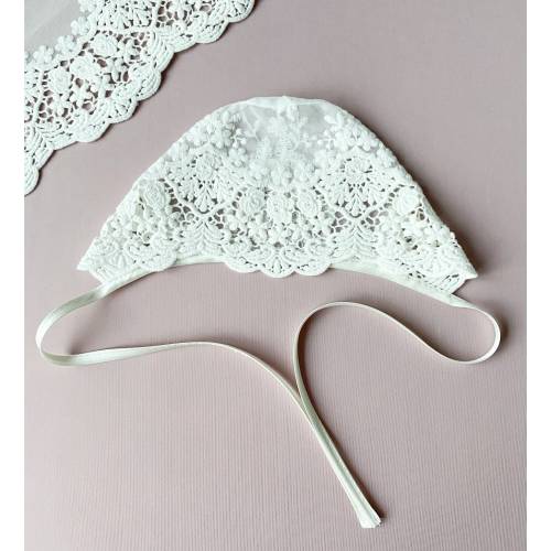 Lace bonnet, baptism bonnet, ivory bonnet for baby girl, baptism bonnet for girl
