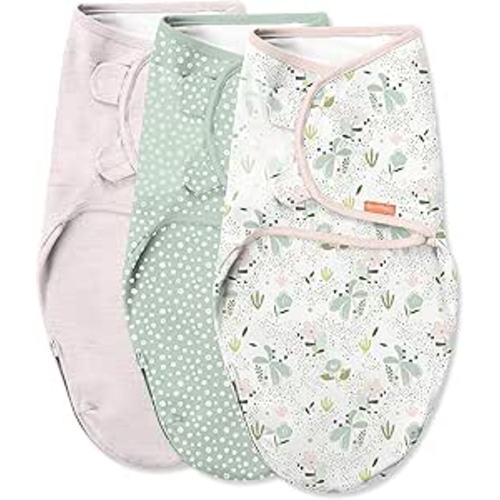 SwaddleMe by Ingenuity Original Swaddle with Easy-Change, 100% Cotton, Improves Sleep & Calms Startle Reflex, 0-3 Months, 3-Pack - Peekaboo Panda