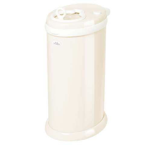 Ubbi Odor Locking Steel Diaper Pail, No Special Bags Required, Baby Registry Must-Have, Ivory