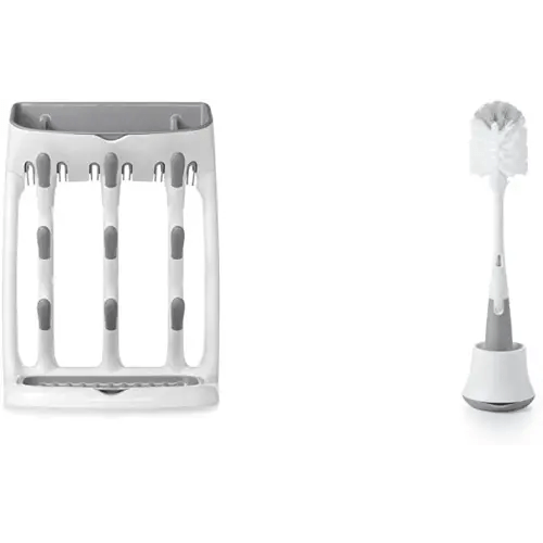OXO Tot Bottle Brush, Drying Rack Combo Set for Baby Bottles