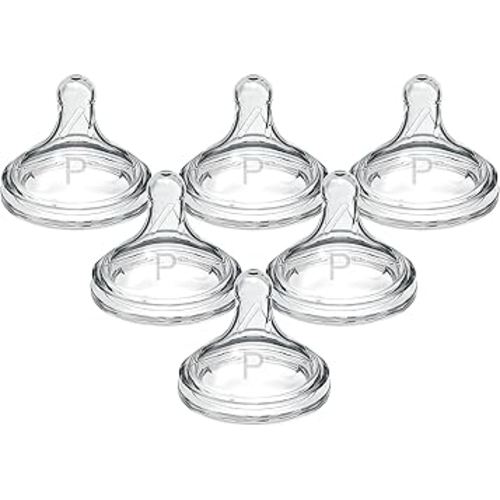 Dr. Brown's Natural Flow Preemie Flow Wide-Neck Baby Bottle Silicone Nipple, Slowest Flow, 0m+, 100% Silicone Bottle Nipple, 6 Pack