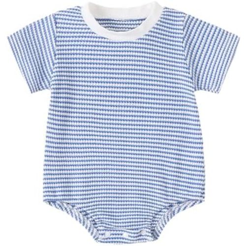 Baby Bubble Romper Summer Unisex Boy Girl Clothes Outfit Newborn Spring Waffle Cotton Infant Short Sleeve Bodysuit