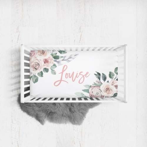 Custom Baby Girl Crib Sheet Personalized Crib Sheet Floral - Etsy
