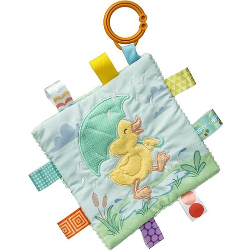 Taggies Crinkle Me Activity Toy with Baby Paper & Squeaker and Sensory Tags, 6 x 6-inches, Yellow Dunkin Duck