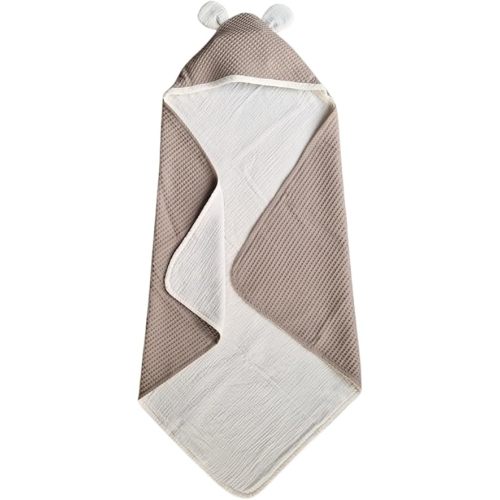 IKIGAIN Muslin Baby Towels with Hood - Soft, Absorbent, and Thick Muslin Hooded Baby Towels | 100% Organic Cotton Baby Bath Towels | Two Layer Baby Towel with Hood | Easy to Wash and Quick-Drying