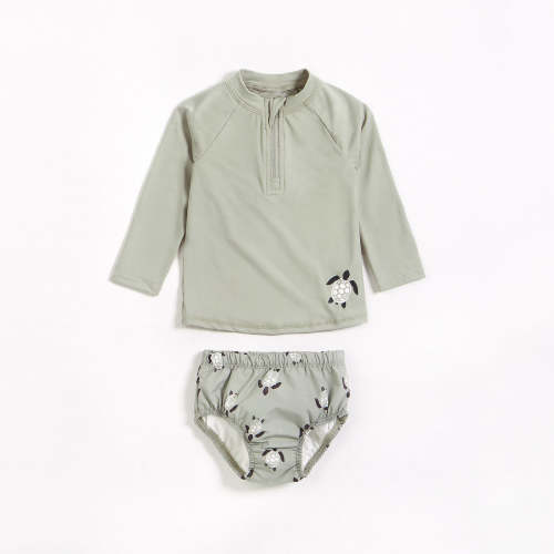 Petit Lem - Sage Rashguard Top and Turtle Swim Set