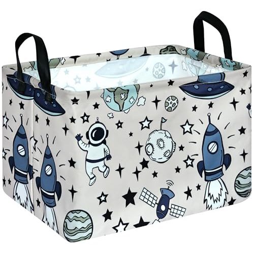 Rec Spaceman Print Box Hamper Storage Basket Collapsible Organizer Bin Gift Shelf Baskets for Home and Kitchen Storage