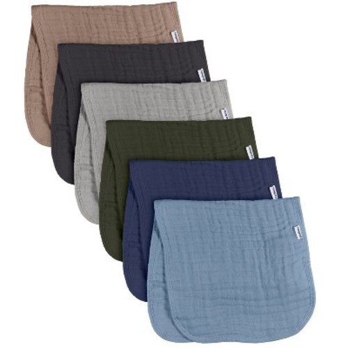Gerber Baby Boys' Muslin Burp Cloths, 6-Pack, Multi Blue/Browns