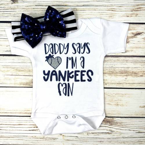 Daddy Says I'm a Yankees Fan Baseball Outfit For Baby Girl