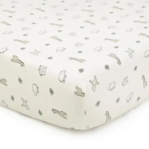 4Baby Fitted Sheet Cot Safari Natural | Baby Bunting AU