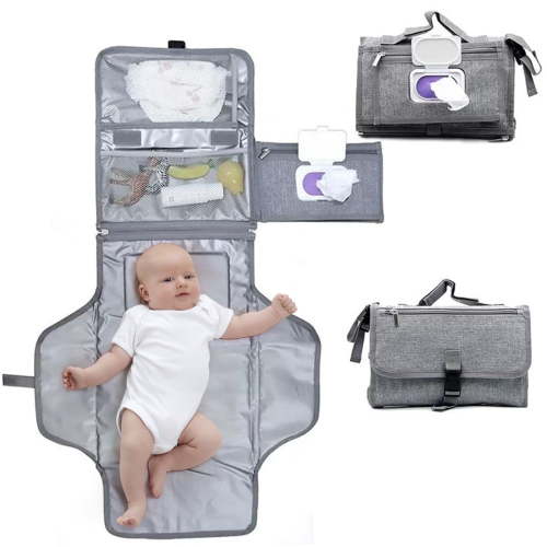 Yuhuan Newborn Baby Portable Polyester Diaper Changing Pad with Gray Color, 1 Count