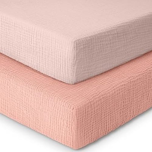 Muslin Cotton Crib Sheets - Rose and Pink
