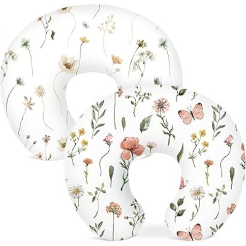 Nursing Pillow Covers 2 Pack, Breastfeeding Pillow Slipcovers Soft and Stretchy, Nursing Covers for Baby Girls Boys Newborn