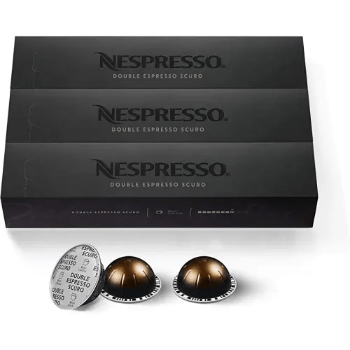 Nespresso Capsules Vertuo, Double Espresso Scuro, Dark Roast Espresso Coffee, 30-Count Coffee Pods, Brews 2.7oz