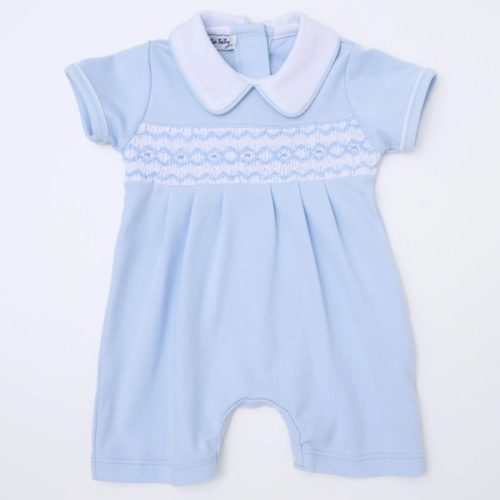 Hudson Smocked Short Playsuit - Light Blue