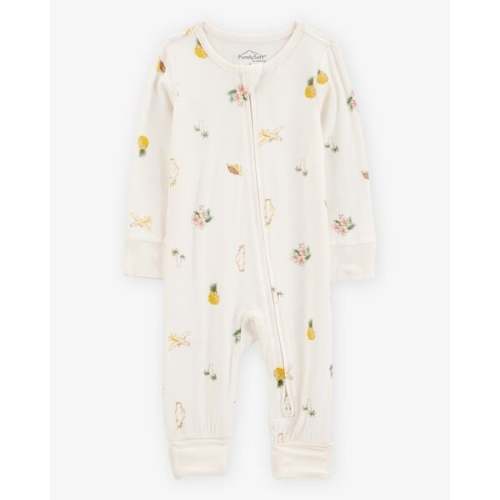 Baby Tropical Print 2-Way Zip PurelySoft Convertible Foot Sleep & Play Pajamas - Ivory - Carter's | Carter's