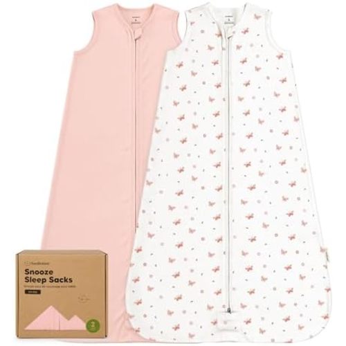 2-Pack Baby Sleep Sacks, Zipper Wearable Blanket - 0.5TOG Organic Cotton, Lightweight, Soft Cozy Infant Sleeping Sack