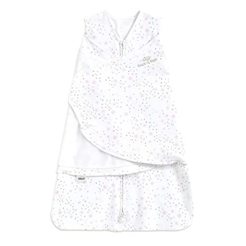 HALO 100% Cotton Sleepsack Swaddle, 3-Way Adjustable Wearable Blanket, TOG 1.5, Midnight Moons Pink, Small, 3-6 Months