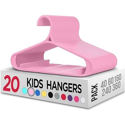 Utopia Home Kids Hangers - 11 Inch Plastic Baby Hangers for Closet - Infant or Childrens Hangers for Clothes 20 Pack (Baby Pink)