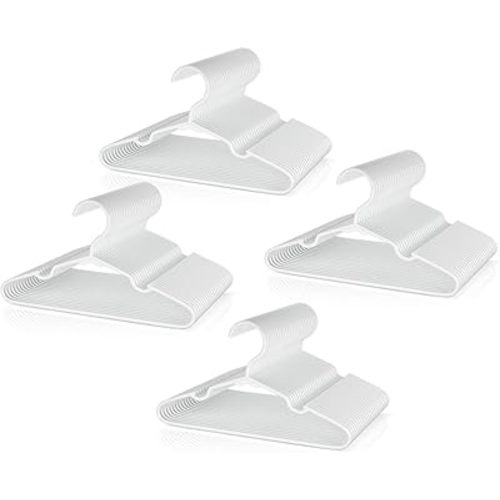 Kids Hangers 100 Pack, Premium Plastic Baby Hangers Clothes of Children, Toddler, Infant, Durable Non-Slip Kid Clothes Hanger for Closet Space-Saving, White