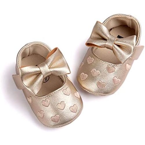 RVROVIC Baby Girls Shoes Soft Sole Mary Jane Flats Princess Dresses Shoes PU Cute Bow Prewalker