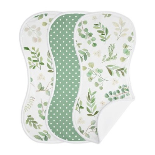 Sweet Jojo Designs Gender Neutral Baby Burp Cloths Botanical Leaf Green and White 3pc