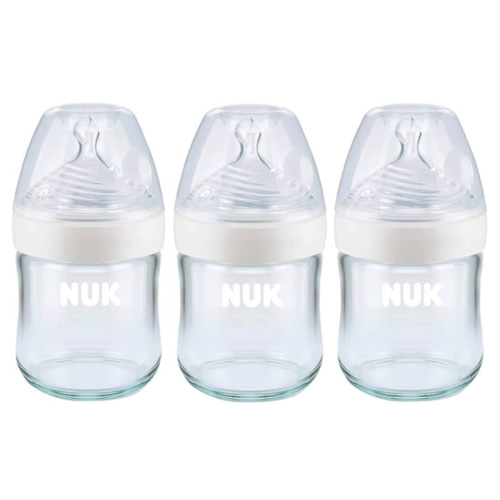 NUK Simply Natural Glass Baby Bottles, 4 oz, 3 Pack