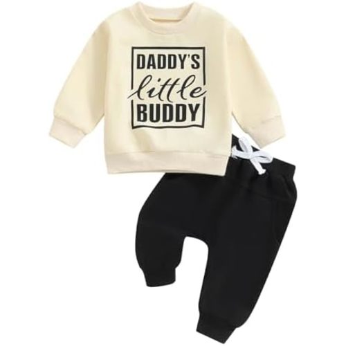 Toddler Baby Boy Fall outfit Mama's Boy Letter Embroidery Sweatshirt Top Elastic Pants Set Cute 2pcs Winter Clothes