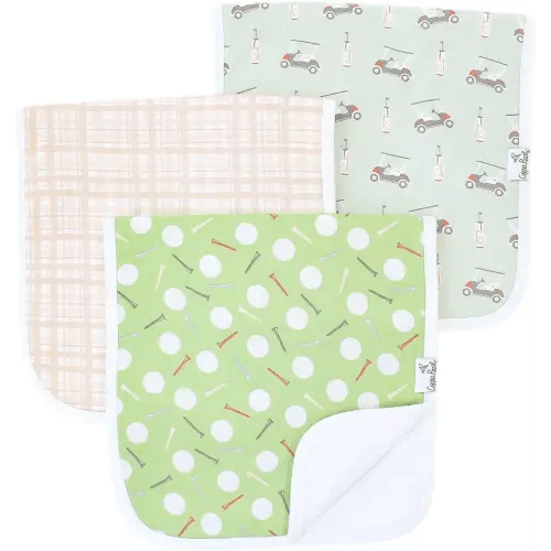 Copper Pearl Premium Baby Burp Cloths - 3-Pack Large Cotton Burp Cloths, Extra Soft Spit Up Rags with 3 Absorbent Layers, Perfect for Baby Boy and Baby Girl Gifts (21" x 10" Size, Bogey Set)