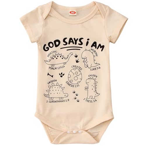 BOUTIKOME Dinosaur Romper Newborn Infant Baby Boys Girls Onesie T Shirts Short Sleeve Tops Inspirational Clothes 0-12 Months