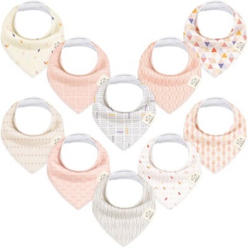 KeaBabies 10pk Organic Baby Bandana Bibs, Baby Drool Bibs for Baby Girl, Boy, Baby Bibs for Toddler, Infant, Newborn
