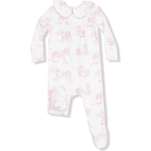 Farm Toile Print Peter Pan Collar Footie, 0-3M