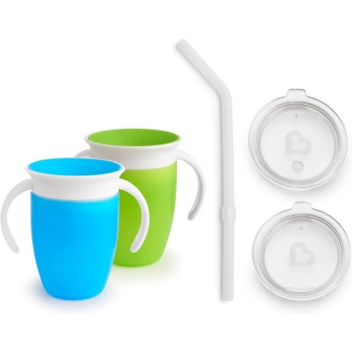 Munchkin® Miracle® 360 Trainer Cup with Straw and Sippy Lid, Green/Blue, 7 Ounce