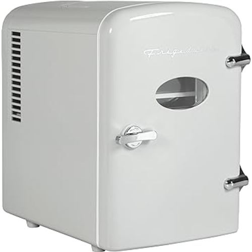 Frigidaire Retro Mini Fridge Cooler, Holds Up to 6 Cans (1 Gallon), Portable Fridge for Car, Office, Bedroom, Dorm Room, or Cabin - 9.84" D x 7.09" W x 10.35" H (Moonlight)