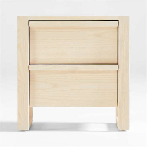 Gemini Light Ash Wood 2-Drawer Kids Nightstand