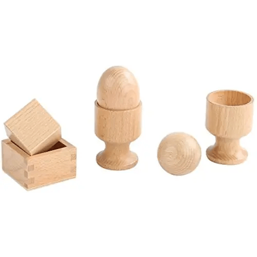 Adena Montessori Inspired 3D Object Fitting Exercise - Wooden Toys for Fine Motor Skills - 6-12 Months Educational Baby Toy Set