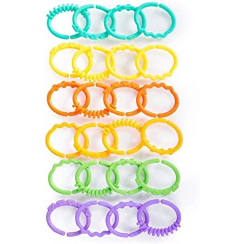 Bright Starts Lots of Links Rings - for Stroller or Carrier Seat - BPA-Free 24 Pcs, Ages 0 Months Plus